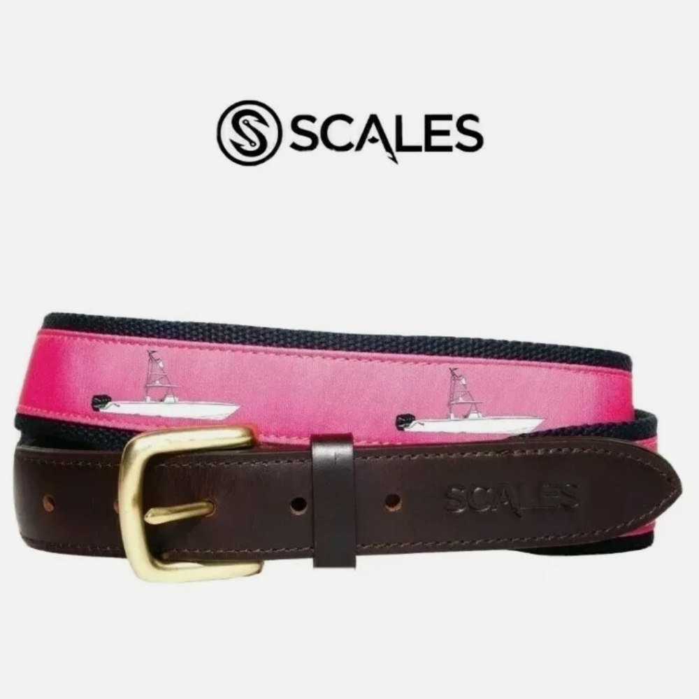 NWT SCALES GEAR MEN'S BELT CENTER CONSOLE PINK BELT SIZE 32